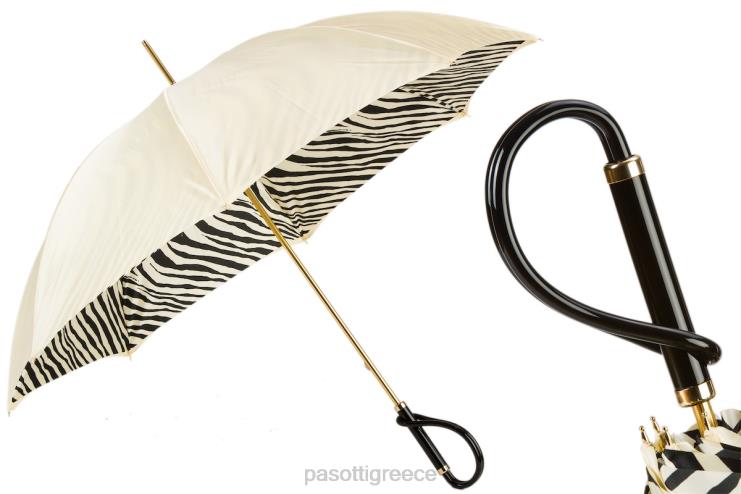 ομπρέλα | PASOTTI 189 21028-55 a - ομπρέλα ιβουάρ με εσωτερικό ζεμπρίνι, διπλό ύφασμα 2N6B8419 για άνδρες και γυναίκες