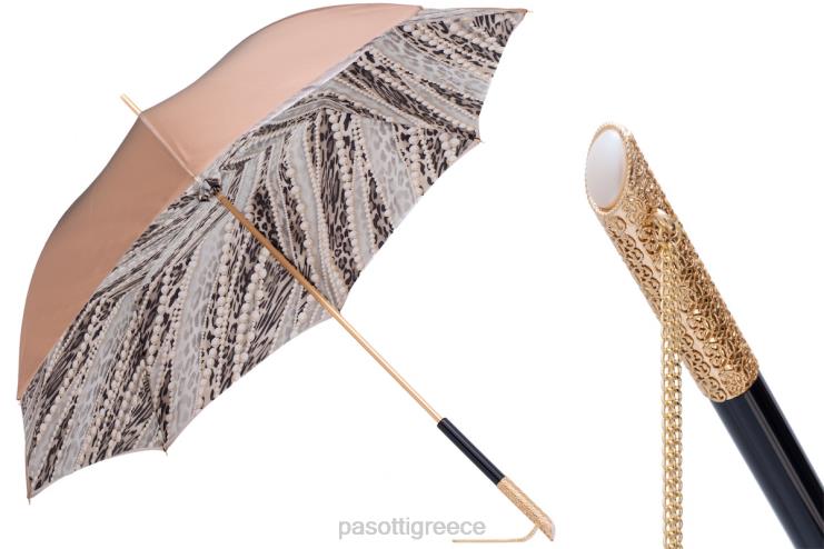 ομπρέλα | PASOTTI 189 5a003-31 u5 - ομπρέλα με τύπωμα πέρλες ανοιχτό χρυσό, διπλό ύφασμα 2N6B8433 για άνδρες και γυναίκες