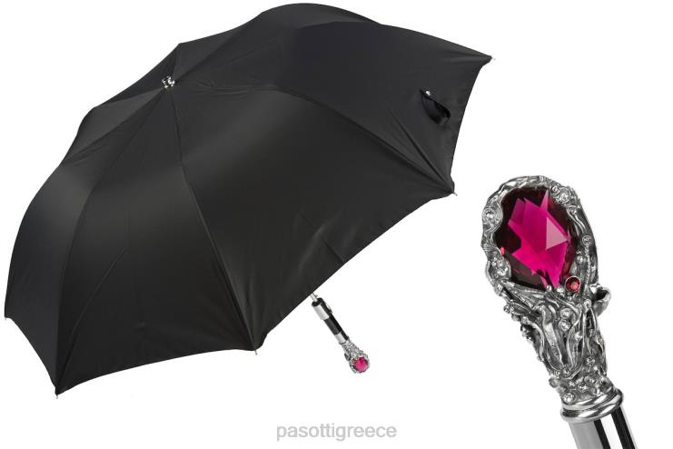 ομπρέλα | PASOTTI 64 oxf-18 w68 - ρουμπινί ομπρέλα πολυτελείας, κόκκινη λαβή πολύτιμου λίθου 2N6B8180 άνδρες